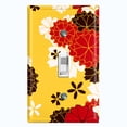 thumbnail image 1 of Metal Light Switch Plate Cover Japanese Flower Pattern Yellow Wallpaper FLW044, 1 of 13