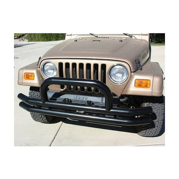 Rampage by RealTruck Front Tubular Bumper for Jeep Wrangler/CJ | Hoop, Steel, Black | 8620 | Compatible with 1976 - 2006 Jeep CJ, Wrangler YJ & TJ