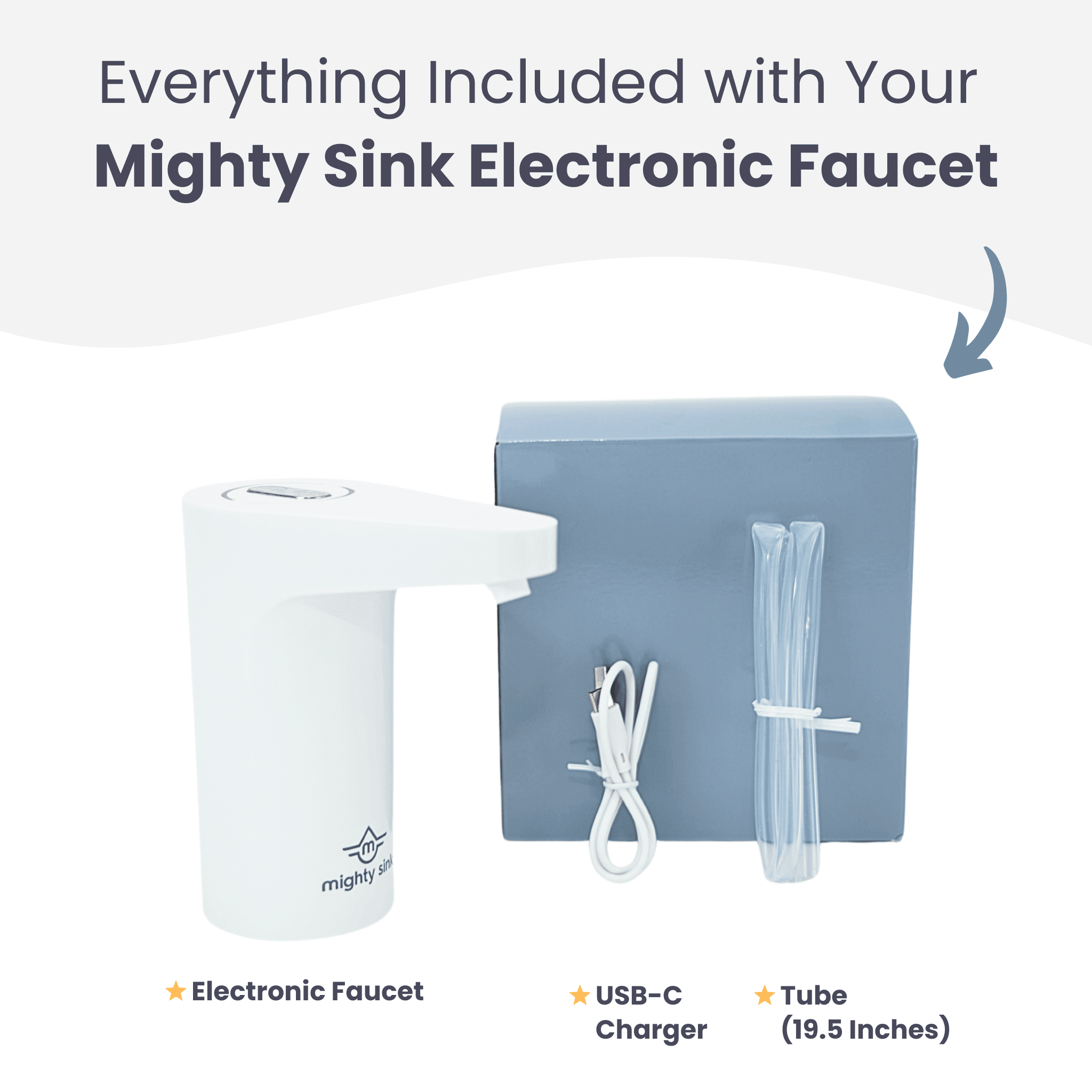 Mighty Sink Electronic Faucet: USB-Rechargeable Water Dispenser | Converts 2–5 Gallon Jugs into a Portable Wash Station | Waterproof | Ideal for Camping & Outdoors