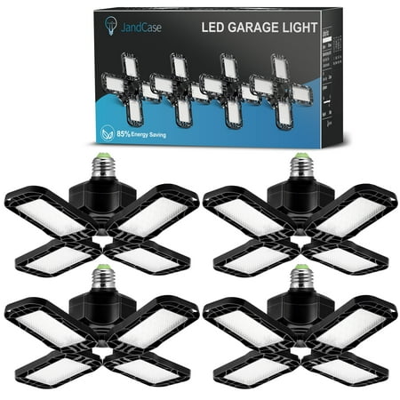 

4 Pack LED Garage Lights 80W Deformable LED Garage Ceiling Lights Super Bright 8000LM E26/E27 Base LED Shop Lights for Garage Basement Workshop Barn Store