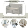 thumbnail image 2 of 42" Rustic Storage Bench with Top-Door and Safety Hinge, Entryway Storage Cabinet with Thicken Seat Cuahion and Wood Backrest for Living Room and Bedroom, Gray, 2 of 7
