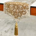 thumbnail image 2 of The HomeCentric Decorative Gold Table Runner 16’’ x 108’’ Linen Damask, Zardozi & Tassels Modern Table Linen, 2 of 3