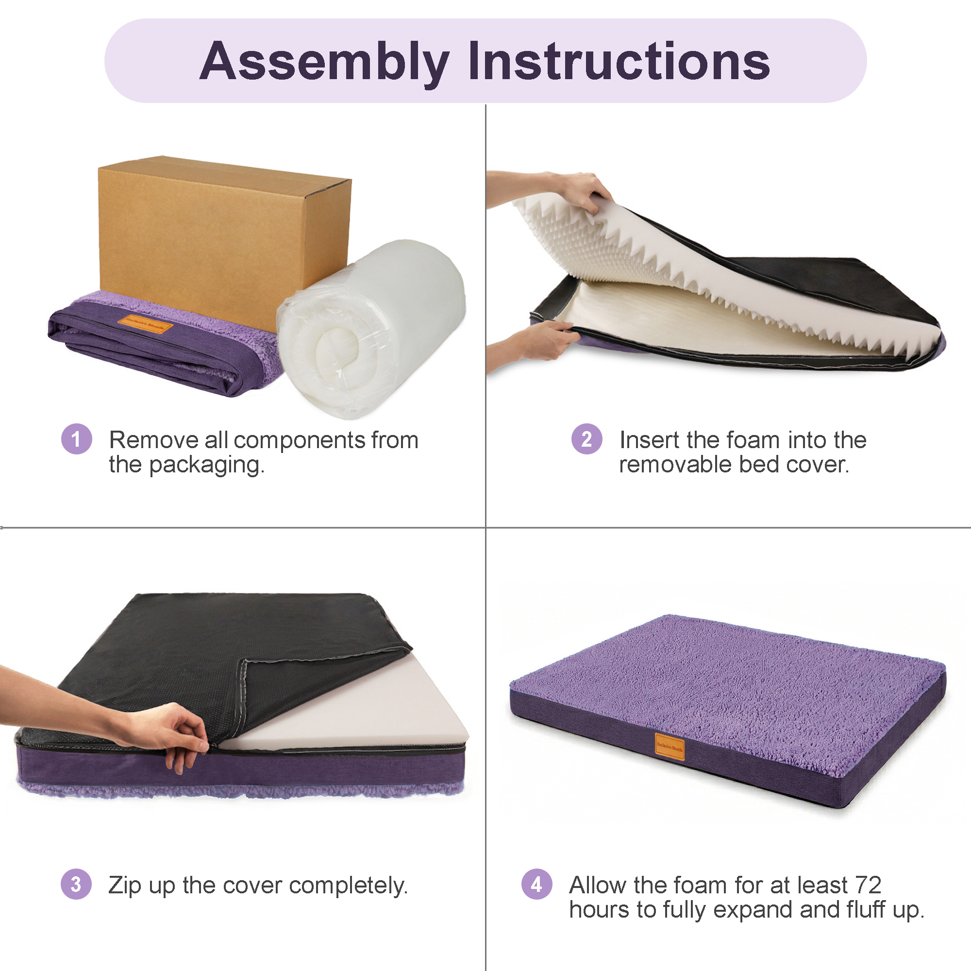 Exclusivo Mezcla Large Orthopedic Dog Bed, 48"x30", Purple photo 5
