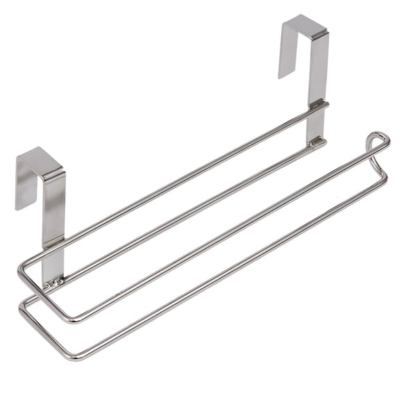 No-Drill Stainless Steel Towels Holder - Space-Saving Design Paper Holder with Hooks | Countertop & Wall-Mountable Kitchen Paper Roll Dispenser for Foil & Plastic Wrap