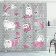 thumbnail image 1 of Ambesonne Unicorn Cat Shower Curtain, Mermaid Cat, 69"Wx70"L, Grey Pale Pink White, 1 of 3