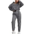 thumbnail image 2 of Dxzfnsa Womens Sweatsuits 2 Piece Sets Women Sporty Casual Solid Color Sets Half Zipper Long Sleeve Sweatshirts Drawstring Jogger Pants Loose Athletic Outfits, 2 of 4