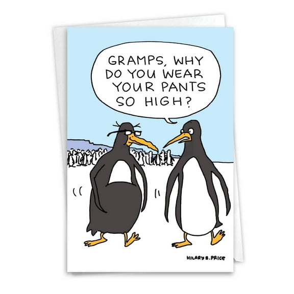 1 Funny Retirement Card with Envelope - Penguin Pants C6369RTG