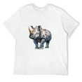 thumbnail image 3 of Hanmun Rhino Tees for Men Floral Print animal costume T Shirts Casual Loose Fit Cotton Tops, 3 of 9