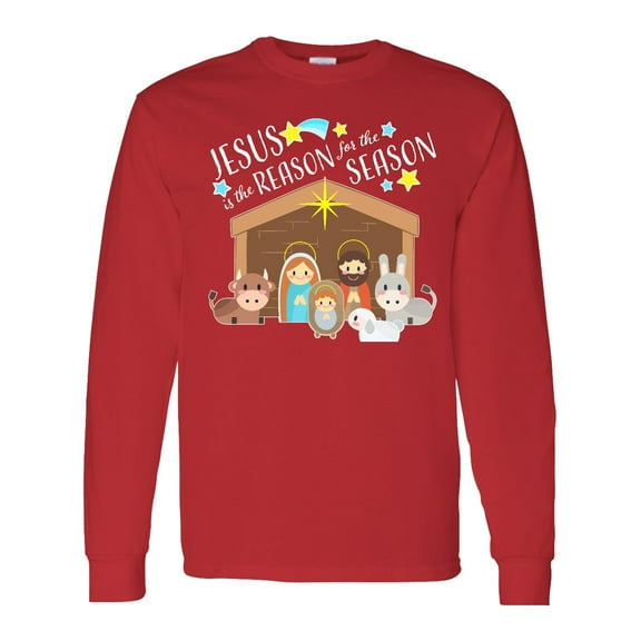 Inktastic Jesus is the Reason for the Season Christmas Nativity Long Sleeve T-Shirt
