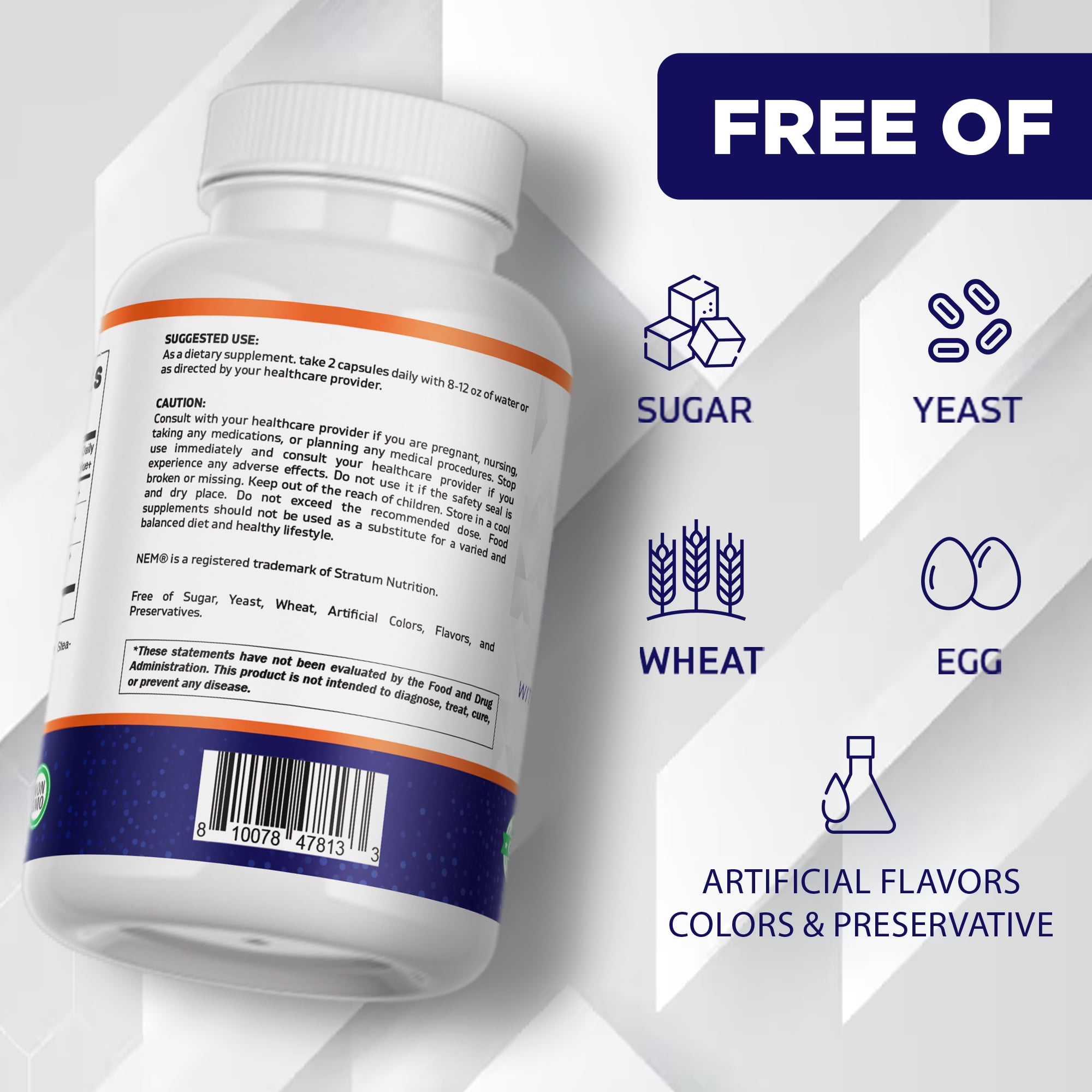 Vitamatic Eggshell Membrane (NEM) with Turmeric Extract | 1000 mg Per Serving | 120 Vegetarian Capsules | Non-GMO | Made in USA