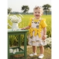 thumbnail image 5 of BemeyourBBs Newborn Baby Girls Summer Clothes Cute 3Pcs Infant Baby Girl Bee Outfits Short Sleeve Romper Bee Print Overall Dress Headband Set, 5 of 9