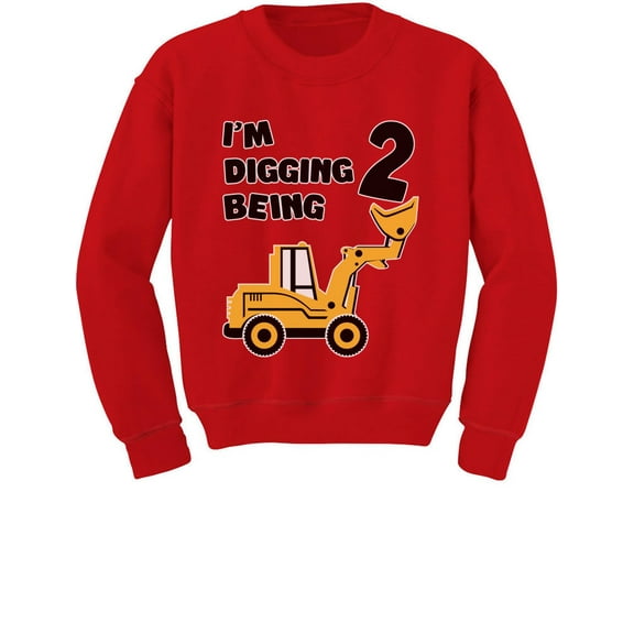 2nd Birthday - Bulldozer Construction Party Toddler Toddler/Kids Sweatshirts 2T Red