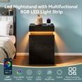 thumbnail image 3 of Leumius 3 Drawer Small Nightstand with Charging Station,LED and Open Shelf,Modern Bedside Table,Wooden End Table for Bedroom,Black, 3 of 5