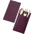 thumbnail image 3 of BloominGoods Colored Paper Disposable Dinner Napkins with Flatware Pocket, Plum 50-Pack, 3 of 9