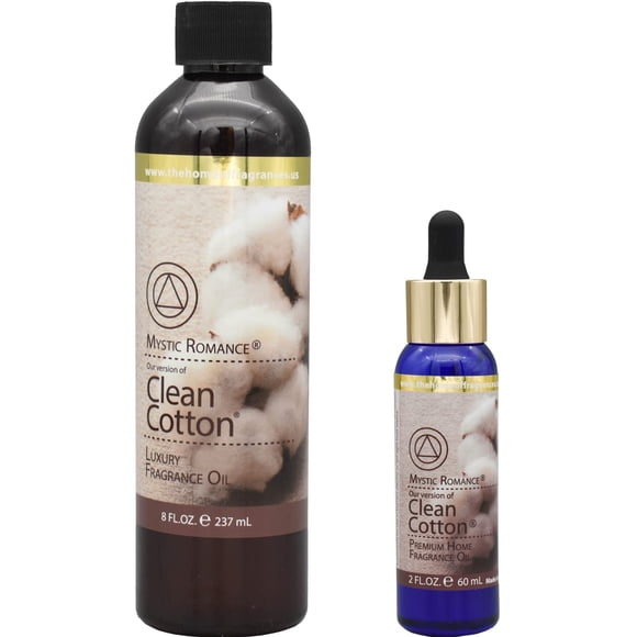 Set de aceites aromáticos Mystic Romance Clean Cotton de 60 ml y 240 ml