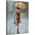 thumbnail image 2 of HFDF Canvas Wall Art Girl Umbrella With Khaki Dress Walkg Street Ra Patg Modern Art Canvas Abstract Artwork 12x16inch Framed, 2 of 5
