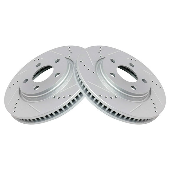 TRQ Front Performance Brake Rotor Drilled Slotted Pair Set for 2005-2009 Allure / 2004-2008 Grand Prix / 2005-2009 LaCrosse / 2005 Montana SV6 / 2005 Relay / 2005 Terraza / 2005 Uplander