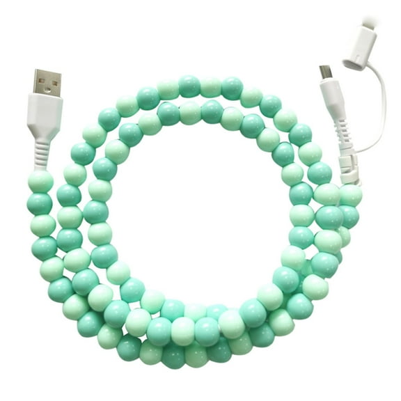 Stylish Beaded 2-in-1 Data Cable - Durable , Fast Charging, Universal Compatibility - for Smartphones & Tablets