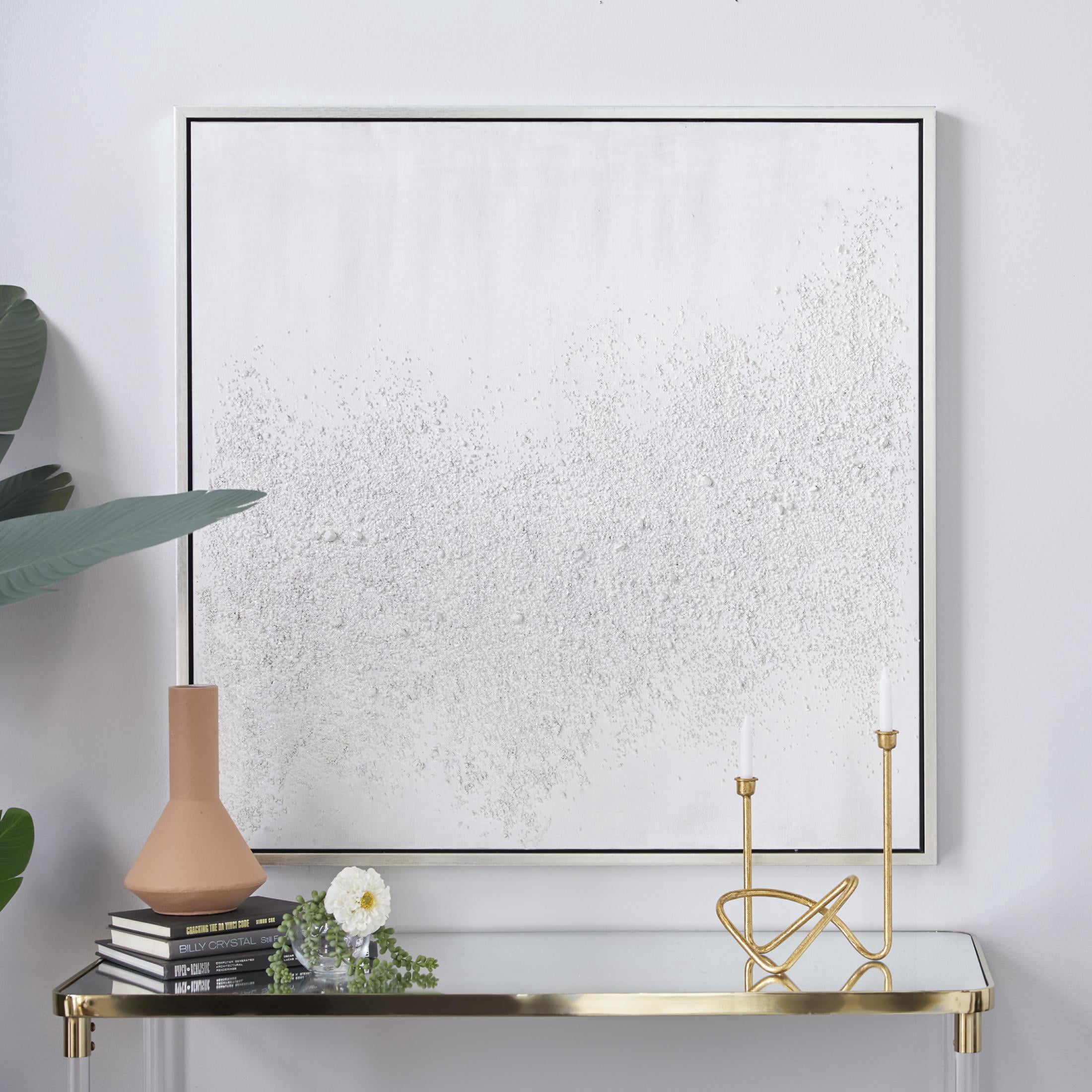 39" x 39" Abstract Framed Wall Art with Silver Frame, by CosmoLiving by Cosmopolitan