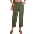 thumbnail image 3 of Pantalones Rectos Holgados e Informales de Algodón y , Color Verde , Talla S, 3 of 8