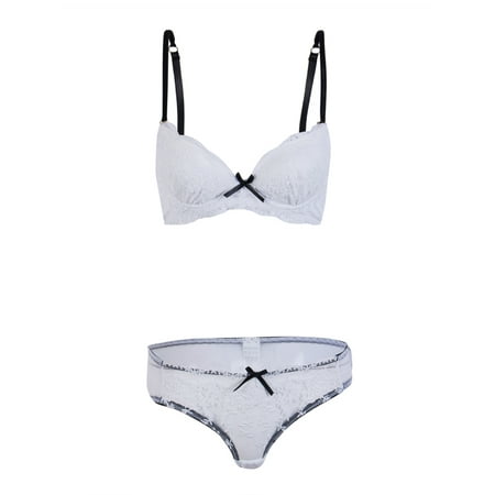 

Pudcoco Women Lace Flower Embroider Bra Knickers Set V-Neck