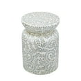 thumbnail image 4 of 14x14x20" Round Bamboo Accent Table with White Capiz Shell Design, 4 of 7