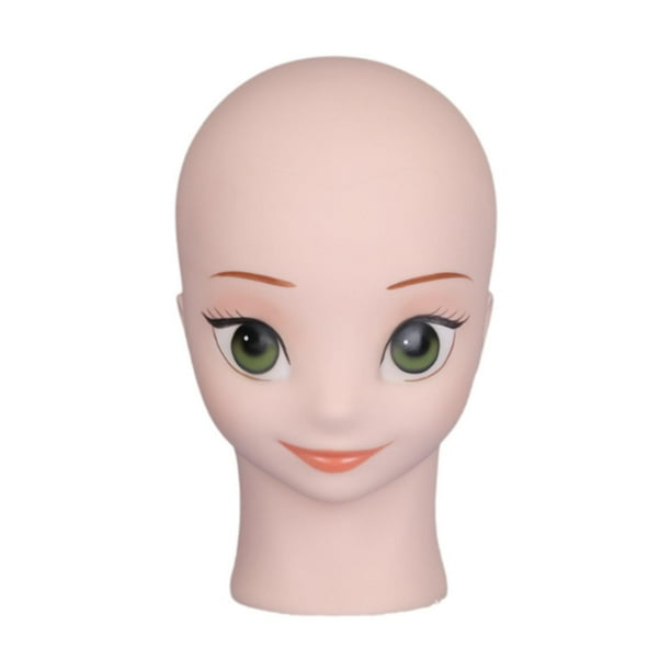 Cabeza de maniquí ligera para hacer pelucas, diseño de dibujos animados, profesional, resistente y de exhibición. Ojos verdes
