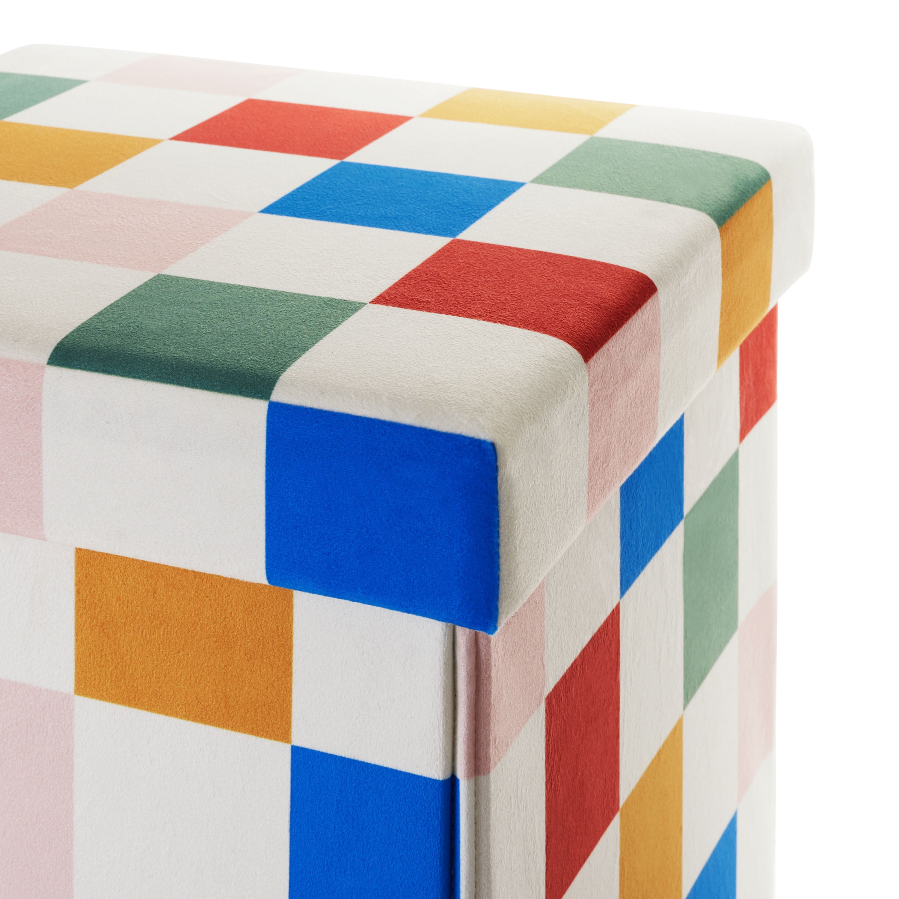 Mainstays Collapsible Storage Ottoman, Multi Color Check