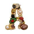 thumbnail image 2 of Soumake Enamel Brooch Pin Muti-Color Fashion Letter Shape Women Rhinestone Faux Pearl Brooch Pin for Party, 2 of 8