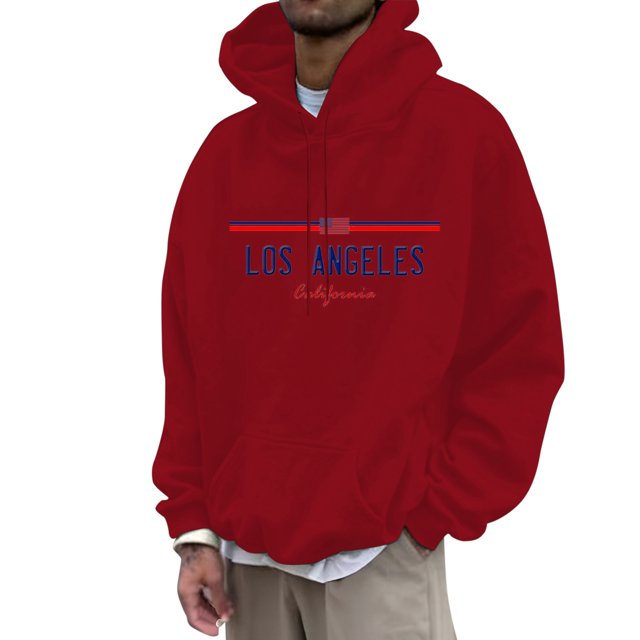 VBARHMQRT Football Sweatshirt Men's Fashion Casual Part 3D Print Long Sleeve Drawstring Hooded Sweater Tops