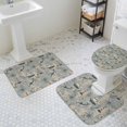 thumbnail image 2 of Blue Grey Nautical Bathroom Rugs Set Vintage Boats Seaports Maps Fish Linen Non Slip Absorbent Soft Bath Mats 3 Piece Set with Bathroom Rug, U-Shaped Floor Mat, Toilet Seat Cover Small Size, 2 of 9