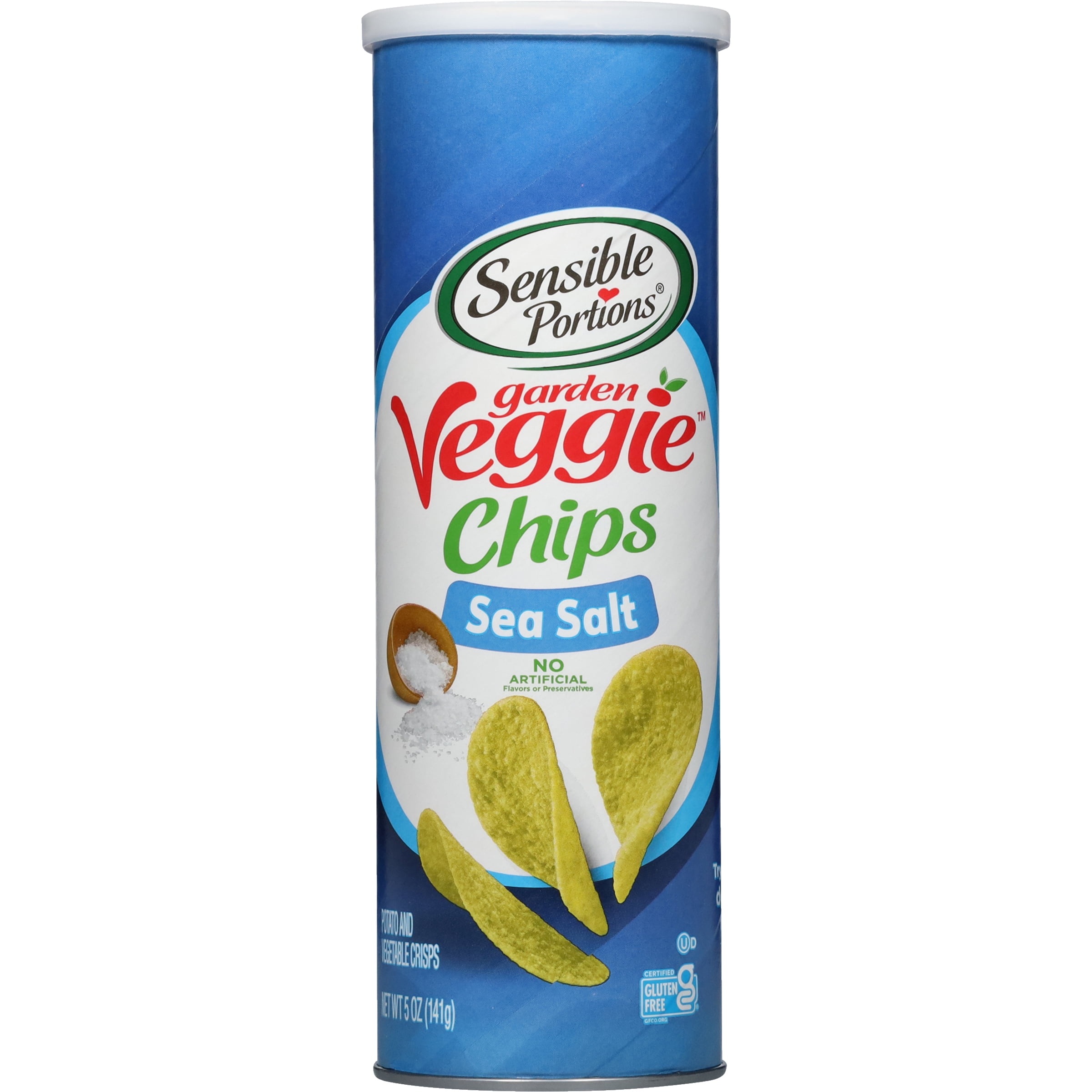 (3 pack) Sensible Portions Garden Veggie Snack Sea Salt Potato Chips, 5 oz Canister