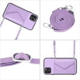 thumbnail image 2 of Allytech iPhone 12 Pro Case Wallet with Shoulder Strap, Luxury Back Cover for Girls Women PU Leather Shockproof Cards Holder Stand Magnetic Closure Phone Case for Apple iPhone 12 Pro, Purple, 2 of 9