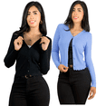 thumbnail image 1 of Set De 2 Sueter De Mujer Manga Larga Unitalla Sueteres Botón Sweater, 1 of 5