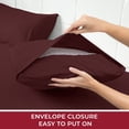 thumbnail image 5 of Mellanni 3-Piece Iconic Twin Bedsheet Set - Microfiber, 16" Deep Pocket, Cooling, Wrinkle, Fade, Stain Resistant, Check Burgundy, 5 of 7