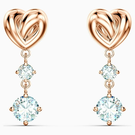 Swarovski LIFELONG HEART PIERCED EARRINGS, WHITE, ROSE-GOLD TONE PLATED 5517942