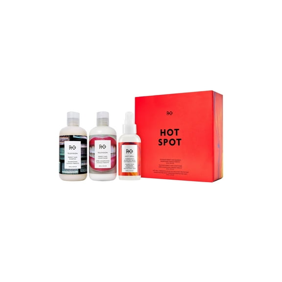 R Co Hot Spot Limited Edition Kit including TELEVISION Perfect Hair Shampoo, TELEVISION Perfect Hair Conditioner, ThermoTech Blow Out Balm 450° F Protection ($110 Value)