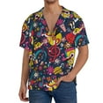 thumbnail image 2 of Disketp Men's Hawaiian Rock Music Print Shirts Button Down Holiday Beach Shirts-Small, 2 of 5