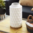 thumbnail image 3 of DecMode 16" Geometric White Porcelain Vase with Brown Base, 3 of 8