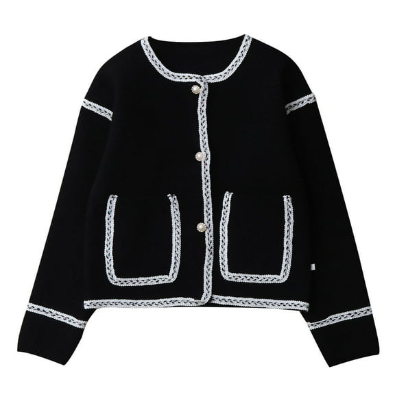 hoksml Big Girls Cable Knit Cardigan 5-12 Years Lace Trim Button Up Sweater Soft Warm Long Sleeve Open Front Cover Up for Fall Winter