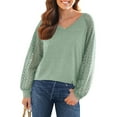 thumbnail image 3 of UVN Blouses for Women Dressy Lace Long Sleeve Shirts Fall Casual V Neck Tunic Tops, 3 of 9