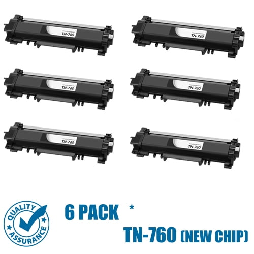 Printer Pro™ Lot de 6 Cartouches de Toner Noir pour Brother TN760/TN760/TN730 (avec Puce) - BrotherPrinter L2710/L2730/L2390/L2370