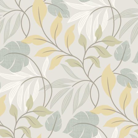 Brewster Clementine Blue Modern Leaf Trail Wallpaper