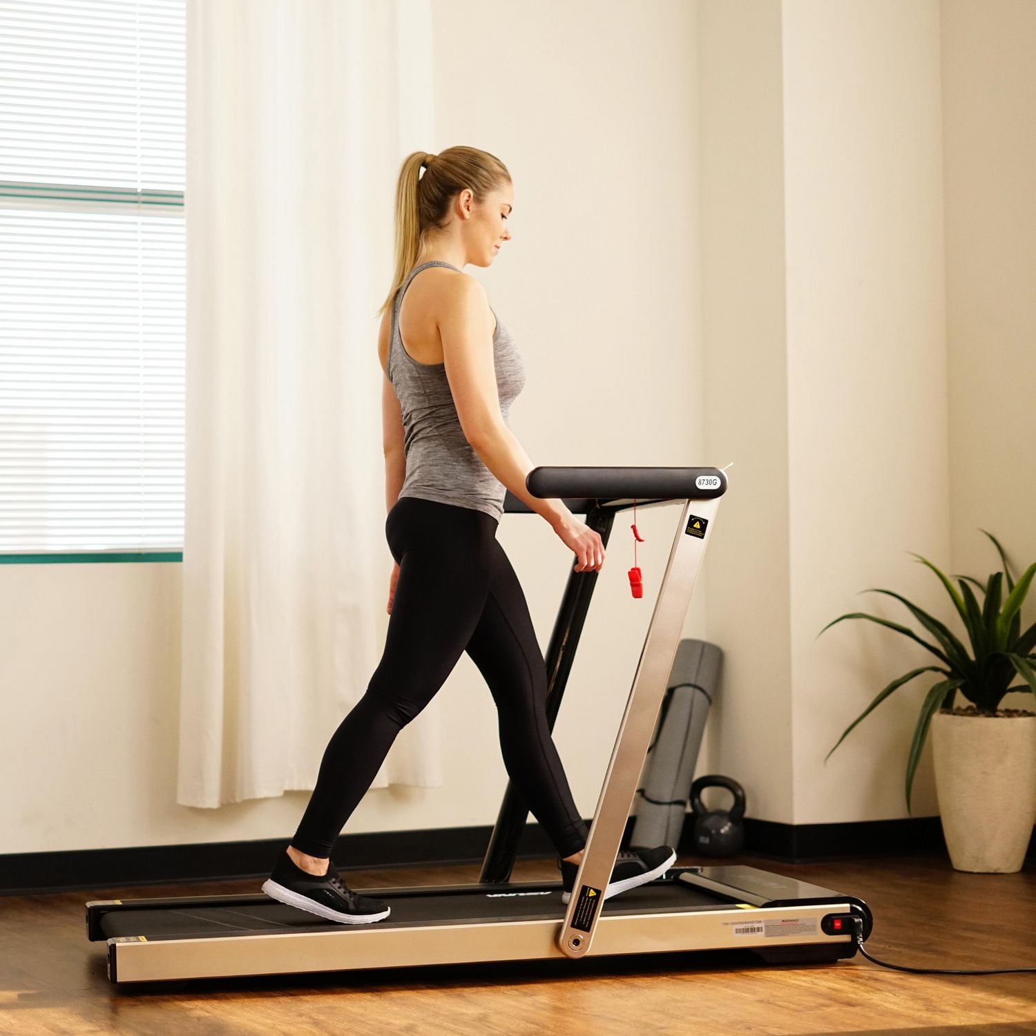 ASUNA Space Saving Treadmill, Low Profile & Folding, Motorized with Speakers for AUX Audio Connection