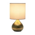 thumbnail image 3 of Simple Designs Hammered Gold Drip Mini Table Lamp with White Shade, 3 of 9