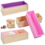 3Pcs 42oz Rectangular Silicone Soap Molds Wooden Box, Flexible Soap Making Mold, Heat Resistant Loaf Mold, Soap Bar Box, Handmade Soap Making Mold DIY Tools