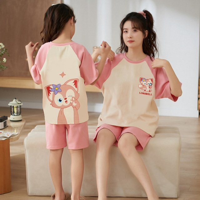 Pijamas Kawaii Sanrio para niños, Linda Chica de Anime Mymelody Kuromi Hellokitty, pantalones cortos de verano de manga corta, conjunto de ropa de casa de algodón, regalo