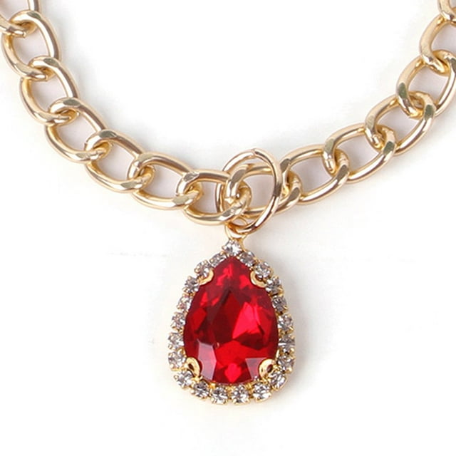 MesaSe Durable Kitten Necklace Heart Rhinestone Pendant Pet Decoration Party Dress Up