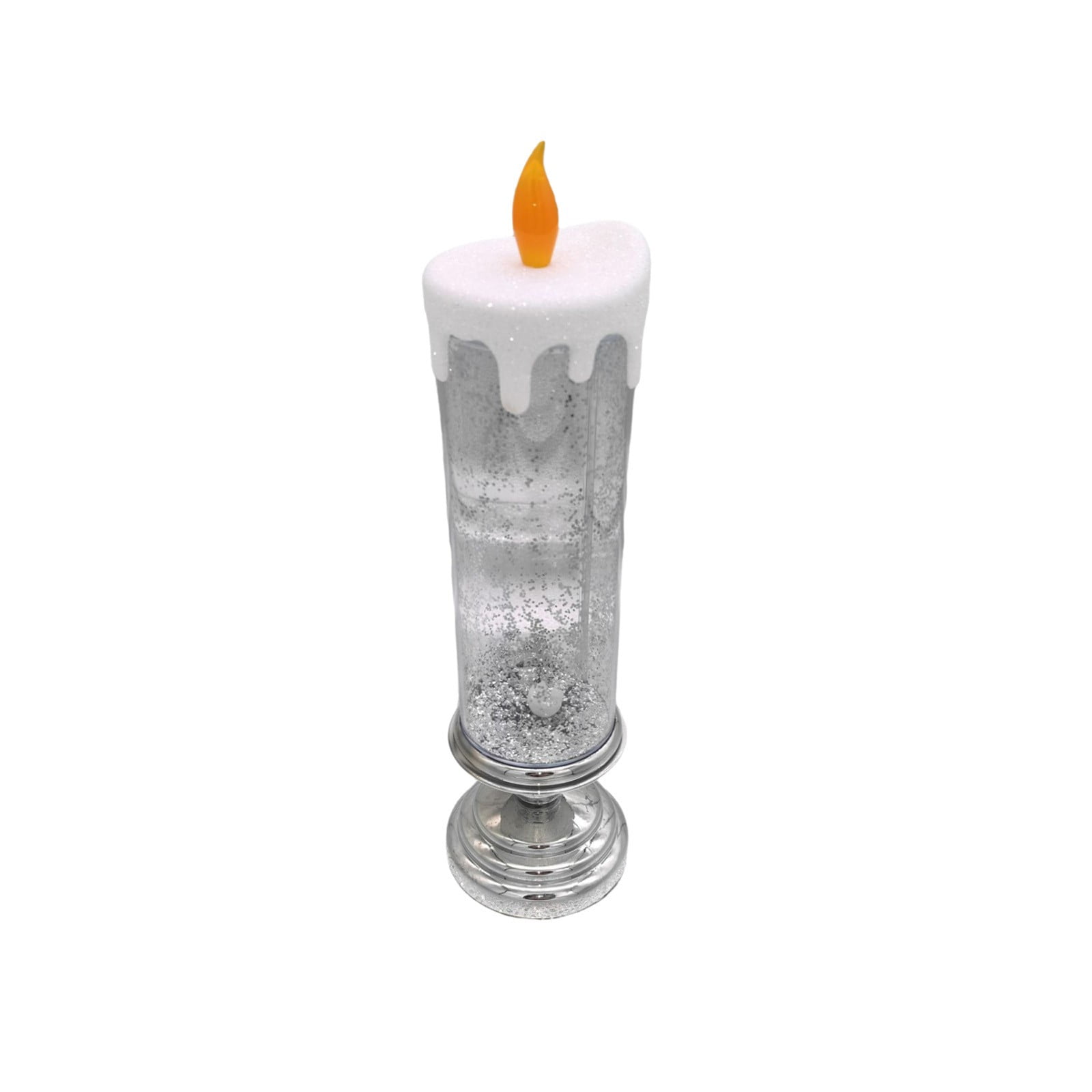 LED Candles, 2.7x8.6inch Glitter Colorful Candles, Flameless Battery Powered Lights, Creat Warm Atmosphere, for Living Room, Bedroom, Dining Area Decor(Silver)
