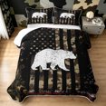 thumbnail image 2 of Manfei Vintage Bear Quilt King, Camouflage Branches Leaf King Coverlet Set, Black Dark Brown, Black Reversible, 3pcs, 1 Bedspread and 2 Pillowcases, 2 of 7